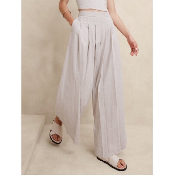 Banana Republic Linen-Blend PALAZZO Black BOHO Pant Size 4 PETITE #852050 RT$110 - Picture 7 of 7